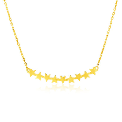 14k Yellow Gold 18 inch Necklace with Curve of Stars