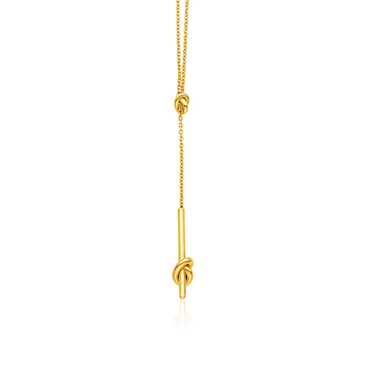 14k Yellow Gold Lariat Necklace with Knots