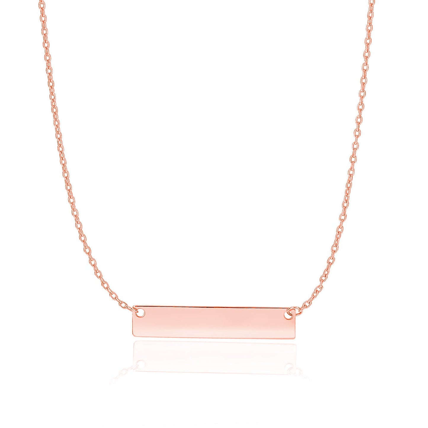 14k Rose Gold Smooth Flat Horizontal Bar Style Necklace