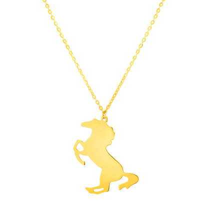 14K Yellow Gold Necklace with Horse