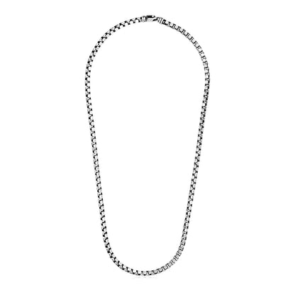 Sterling Silver Gunmetal Finish Round Box Chain Necklace