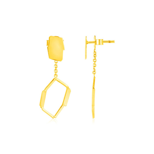 14K Yellow Gold Abstract Honeycomb Earrings