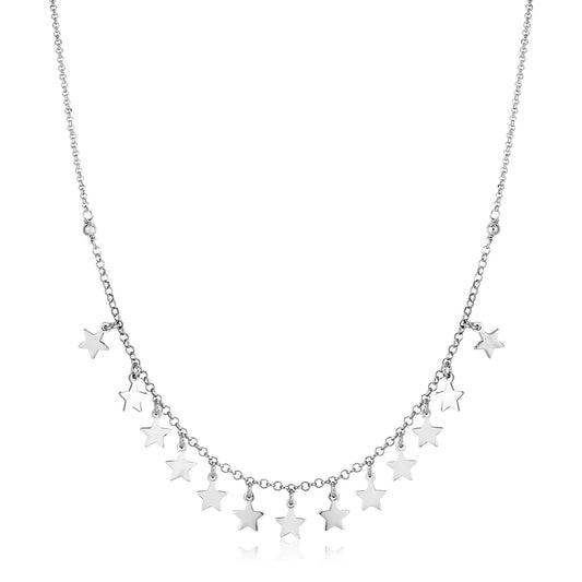 Sterling Silver Necklace with Polished Stars