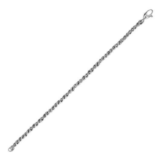 14k White Gold 7 1/2 inch Braid Link Bracelet