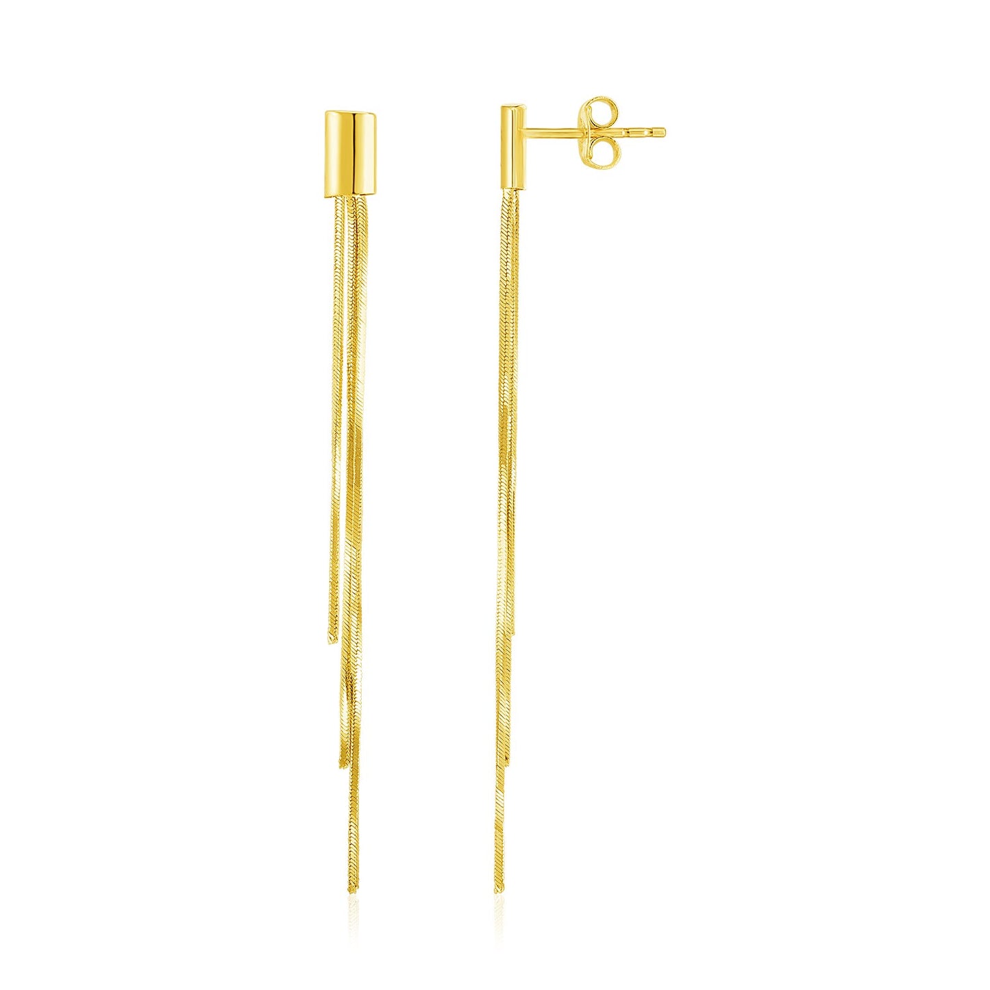 14k Yellow Gold Post Earrings with Long Chains
