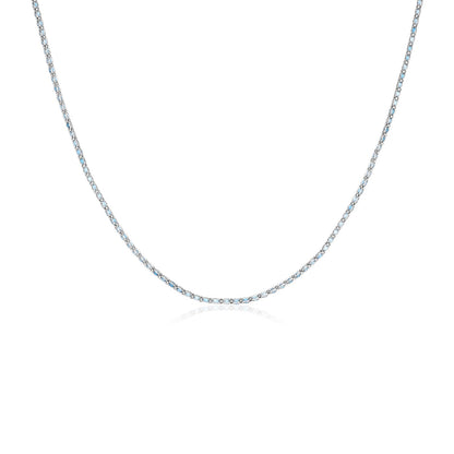 Sterling Silver 18 inch Necklace with Pale Blue Cubic Zirconias