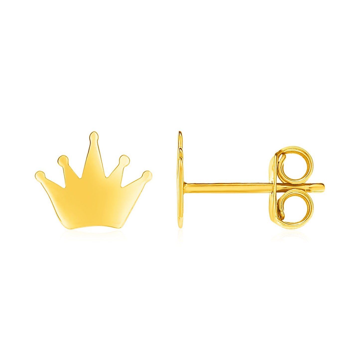 14k Yellow Gold Post Earrings with Crowns