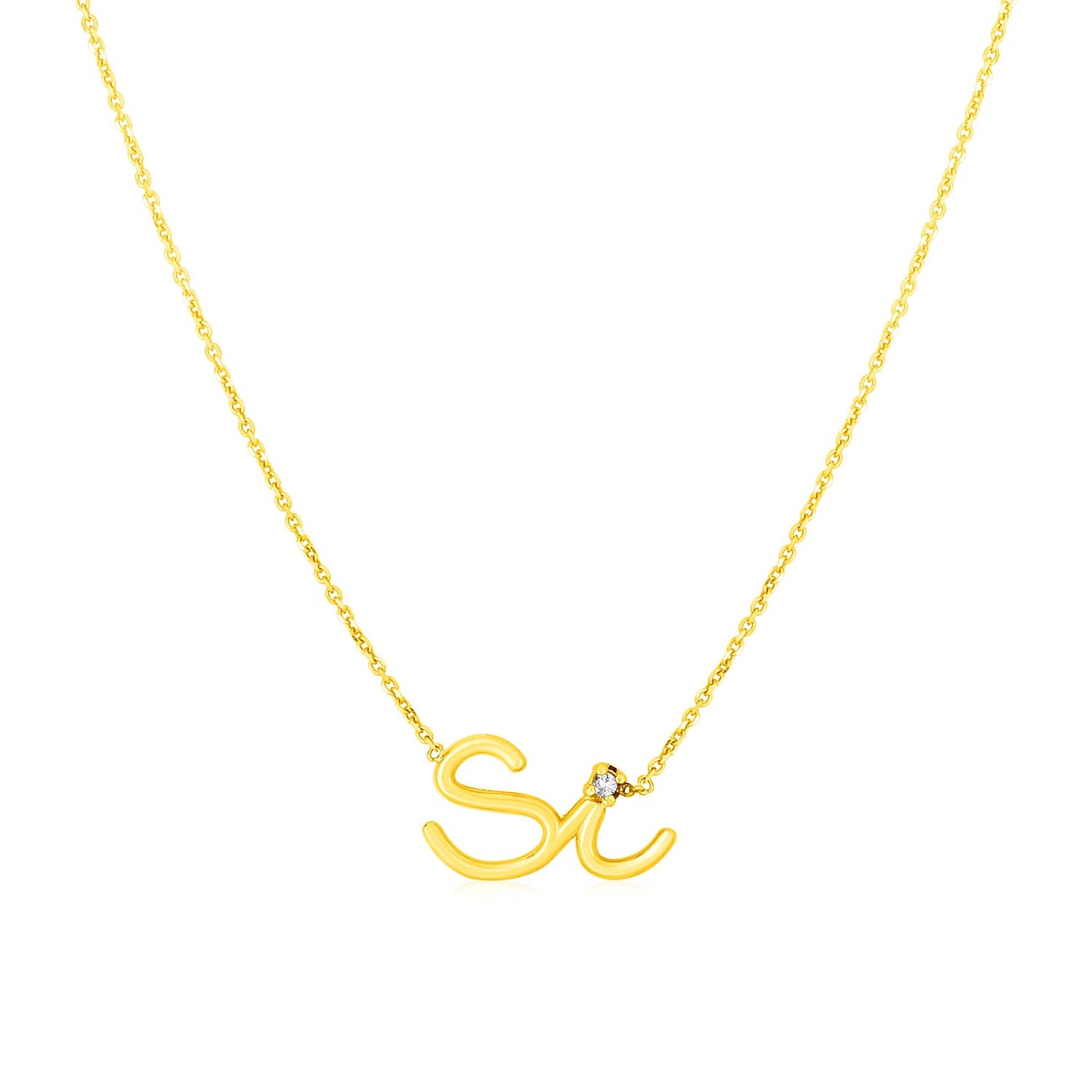 14K Yellow Gold Si Necklace with Diamond
