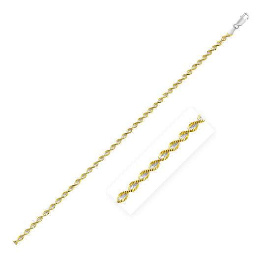 Sterling Silver Yellow Toned Twisted Chain Anklet