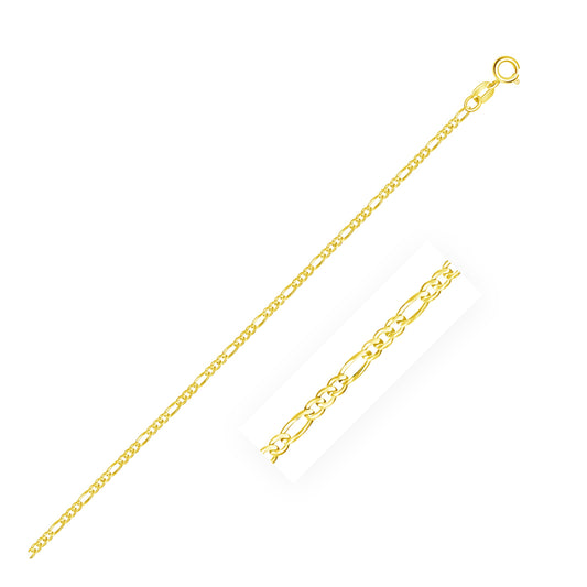 10k Yellow Gold Solid Figaro Chain 1.9mm