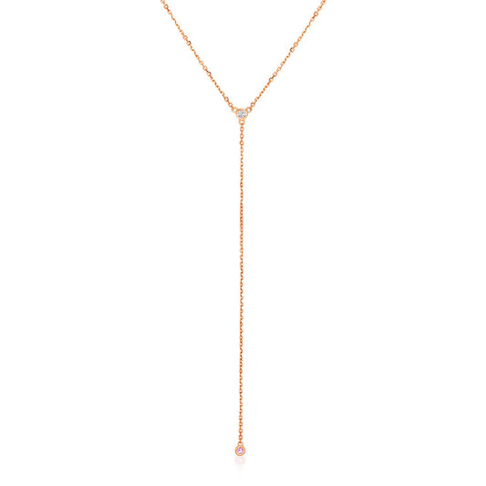 14k Rose Gold 20 inch Lariat Necklace with Diamonds