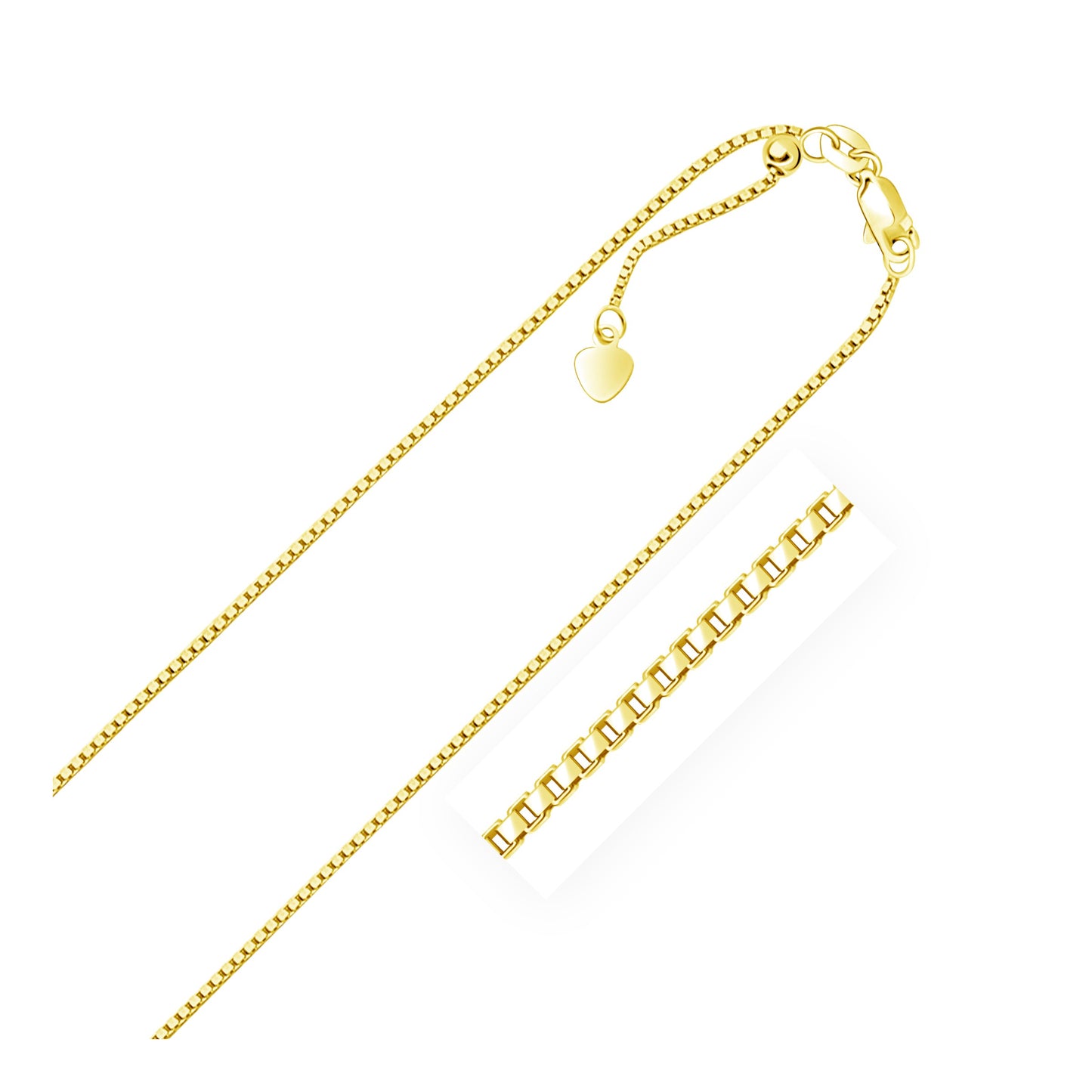 14k Yellow Gold Adjustable Box Chain 1.1mm