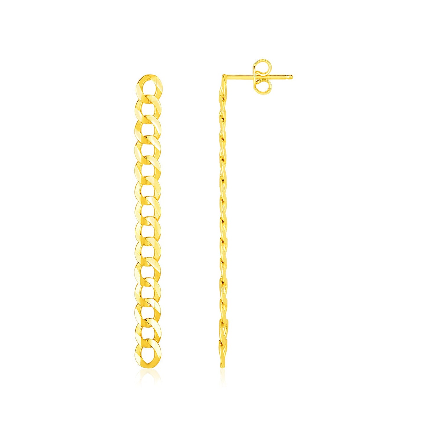 14K Yellow Gold Curb Chain Earrings