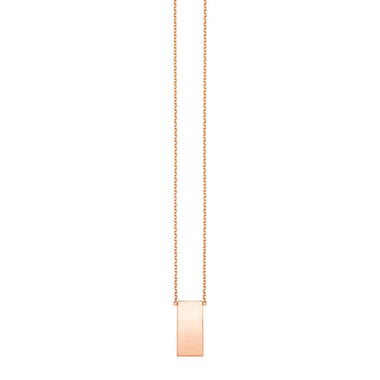 14k Rose Gold Necklace with Polished Bar Pendant