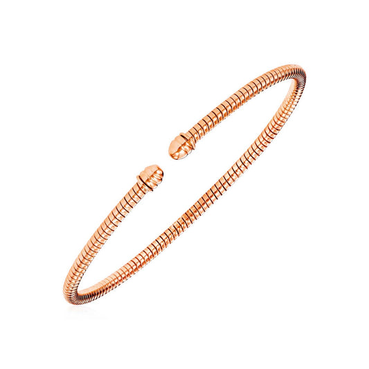 14k Rose Gold Narrow Cable Textured Bangle