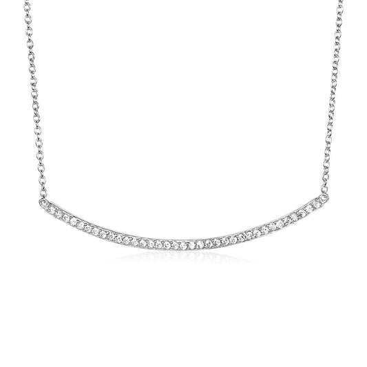 Sterling Silver Curved Bar Necklace with Cubic Zirconias