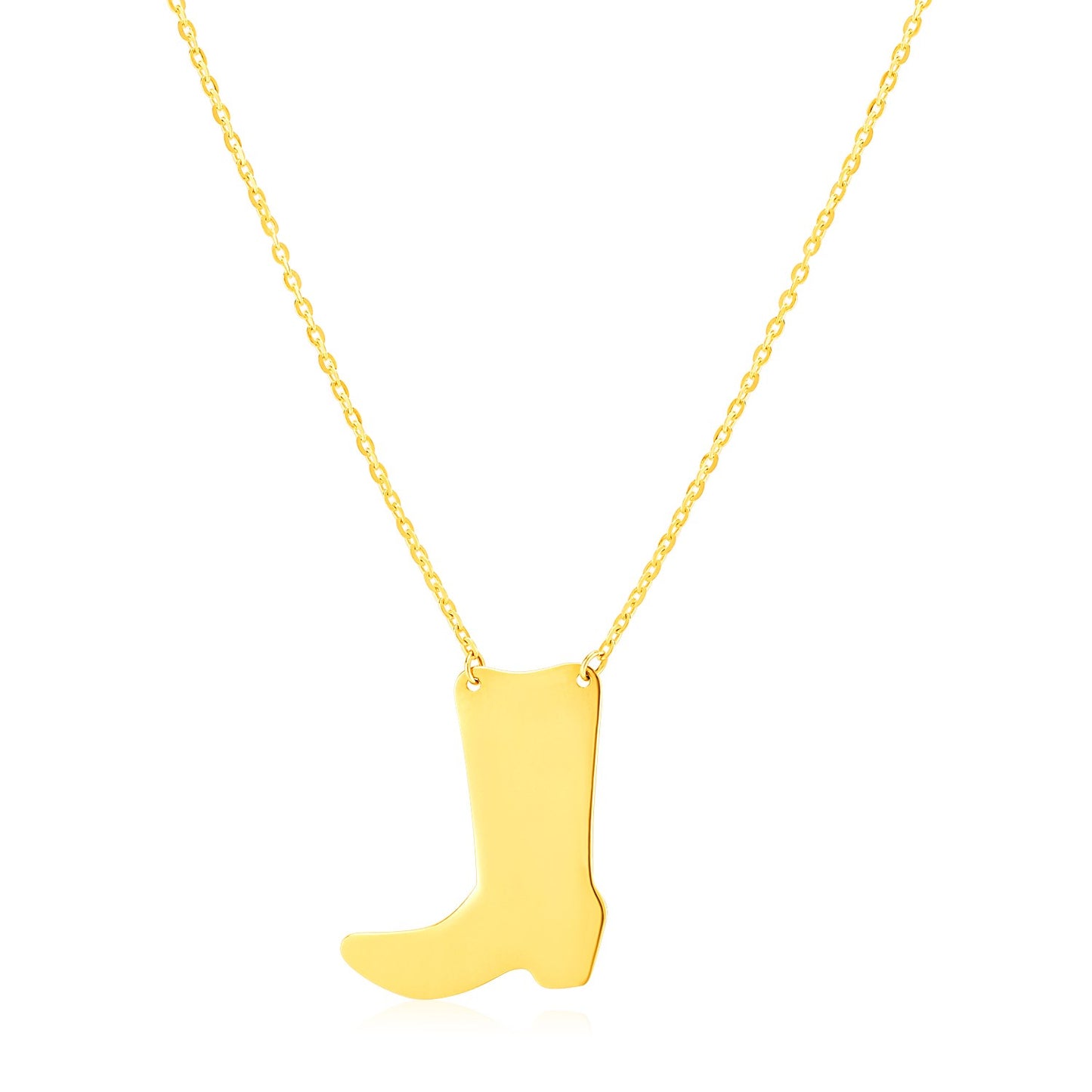 14K Yellow Gold Necklace with Cowboy Boot