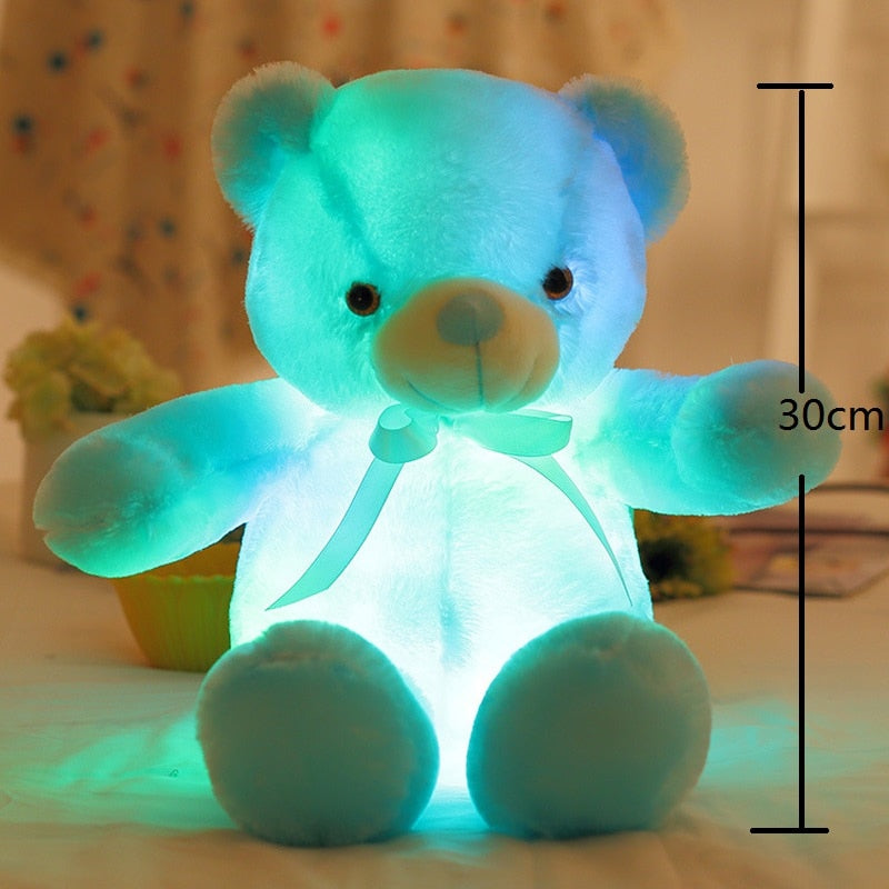 30CM Luminous Plush Toys Light Up LED Colorful Glowing Teddy Bear Stuffed Animal Doll Kids Christmas Gift For Children Girls.