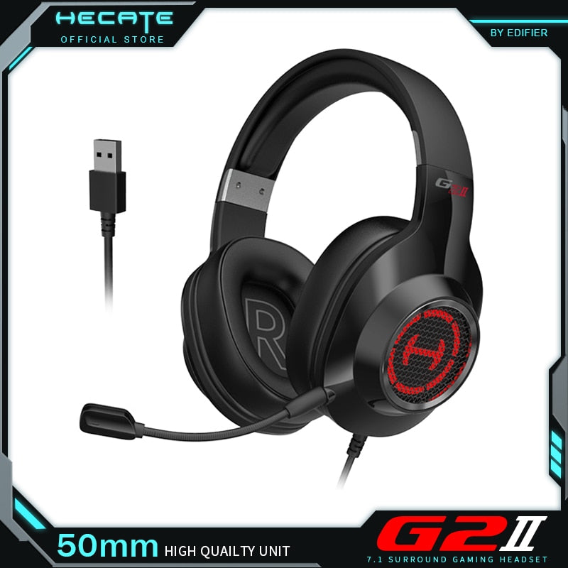 EDIFIER HECATE G2II Gaming Headphones 7.1 Surround Sound RGB Lighting Gamer Headset Noise Reduction MIC Headphones for PC/PS4.