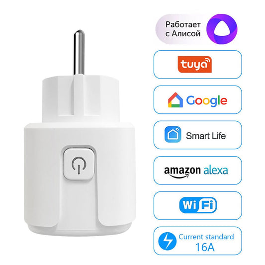 CBE WiFi Smart Plug Sockets 16A EU Plug Tuya Smart Life APP Work with Alexa Google Home Smart-Home Automation EU UK Plug Yandex.