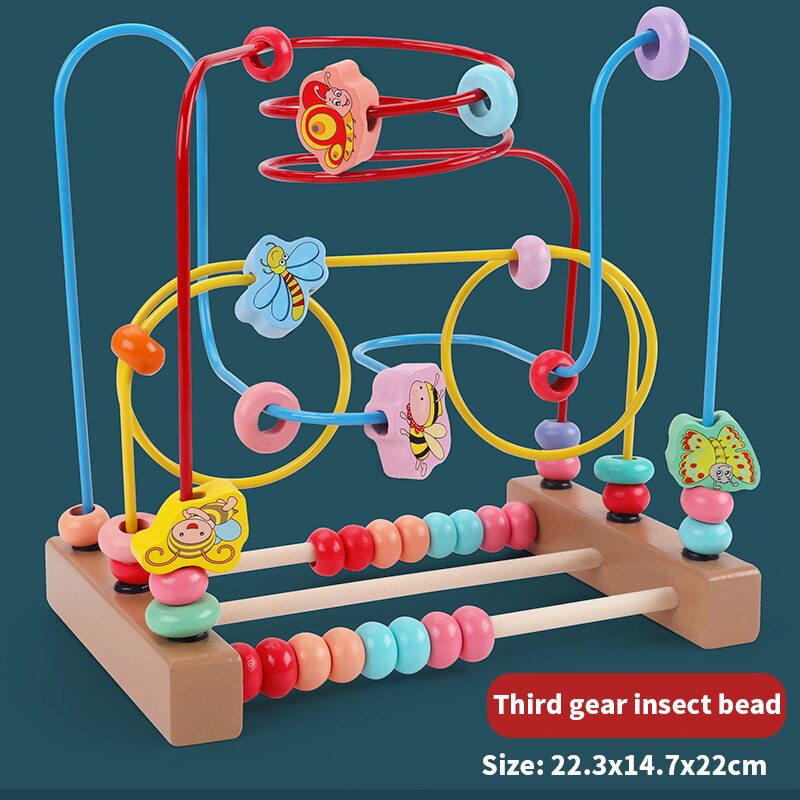 Baby Montessori Educational Toy Wooden Circles Bead Wire Maze Roller Coaster Abacus Puzzle Toys 3+ Kids Early Education Toy Gift