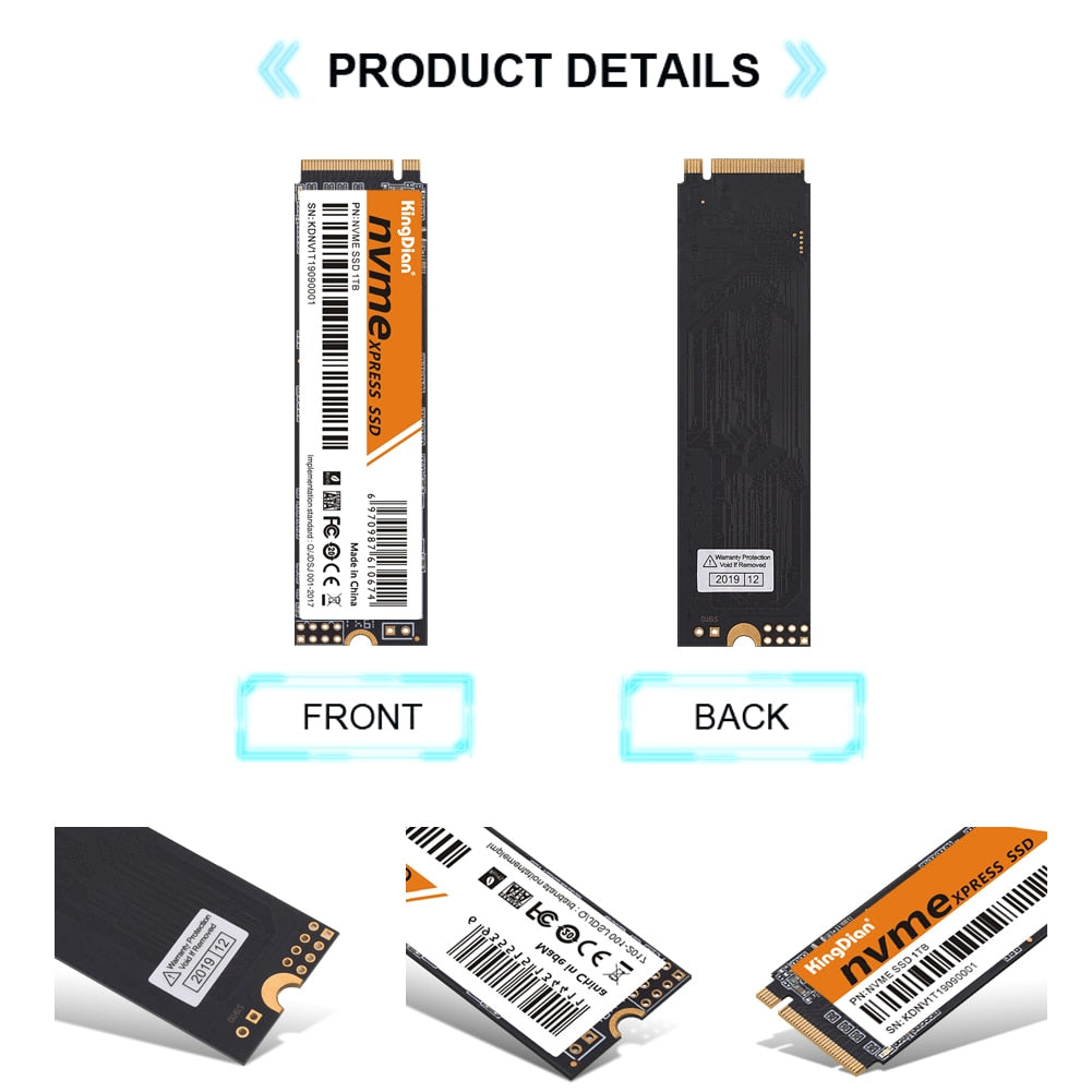KingDian M.2 NVME SSD M2 128GB 256GB 512GB 1TB Size 2280 PCIe Internal Solid State Drives For Laptop.