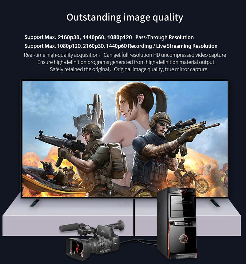 4K 60fps HDR 1440p 1080p 120fps HDMI Loop PCIE Video Capture Card PCI Express Game Recording Box HD Live Streaming Device.