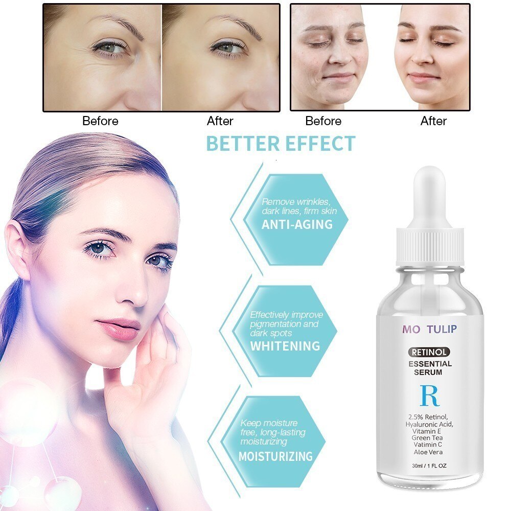 MO TULIP Retinol 2.5% Vitamin C / A Facial Anti Wrinkle Serum Remove Dark Spots Collagen Serum Anti Aging Essential Facial Serum