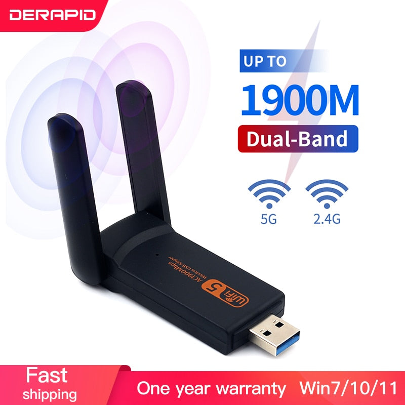 Wireless USB 1900Mbps WiFi Adapter Dual Band 2.4G/5Ghz USB 3.0 WIFI Lan Adapter Dongle 802.11ac With Antenna For Laptop Desktop.