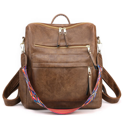 Retro Large capacity Backpack Women PU Leather Rucksack Women's Knapsack Travel Backpacks Shoulder School Bags Mochila Back Pack