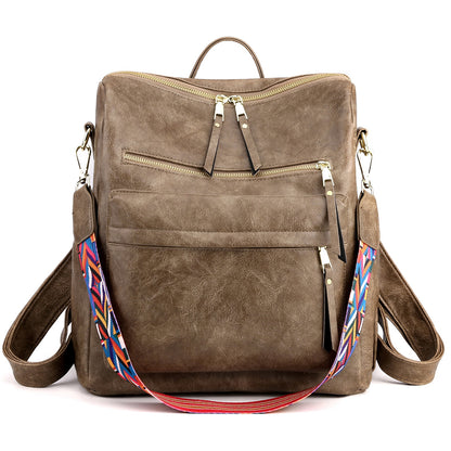 Retro Large capacity Backpack Women PU Leather Rucksack Women's Knapsack Travel Backpacks Shoulder School Bags Mochila Back Pack