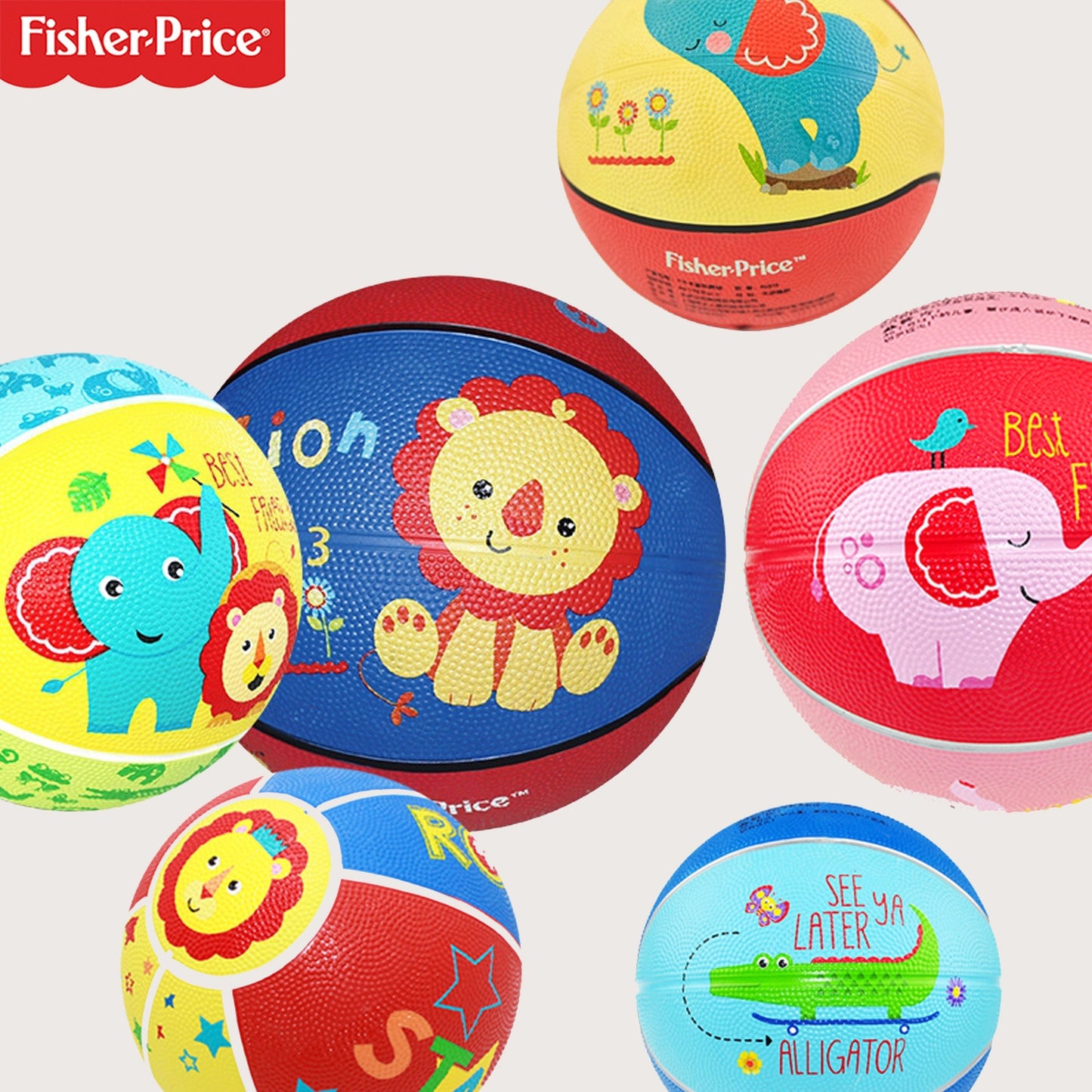 Fisher Price Children&#39;s Basketball Kindergarten Rubber Basketball Standard 3 No. 5 Cartoon Basketball Leather Ball Baby Toy Ball