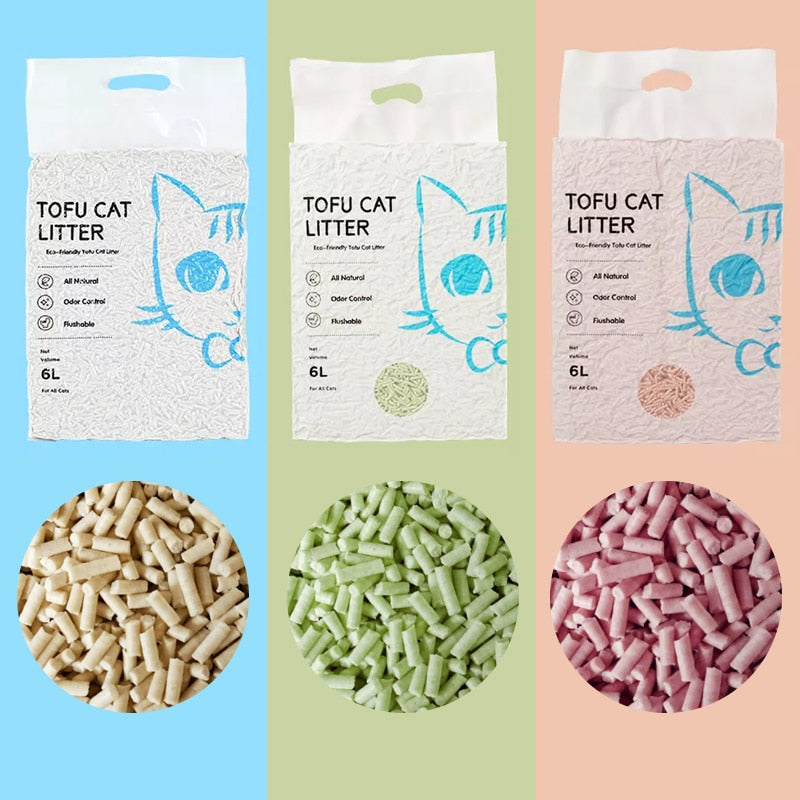 Food Grade Natural Tofu Cat Litter Green Tea Quickly Flushable Soluble in Water Deodorant and Dust Free Pets Supplies