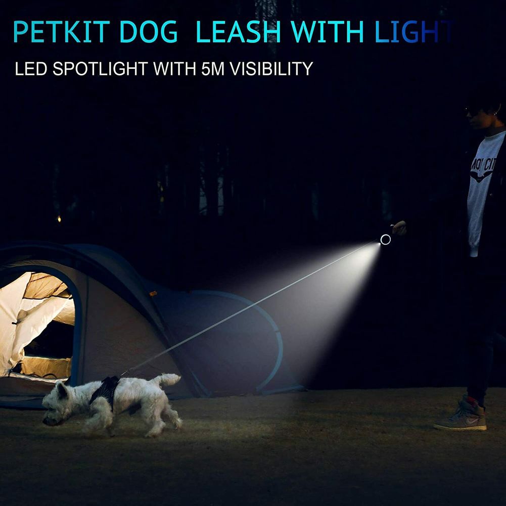 PETKIT Dog Telescopic Traction Rope Dog Leash Dog Seat Belt Puppy Collar Pet Products Outdoor with Rechargeable LED Night Light