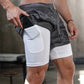 2021 New Casual Shorts men Summer Mens Shorts 2 in 1 High Elastic Gyms Fitness Short Pants