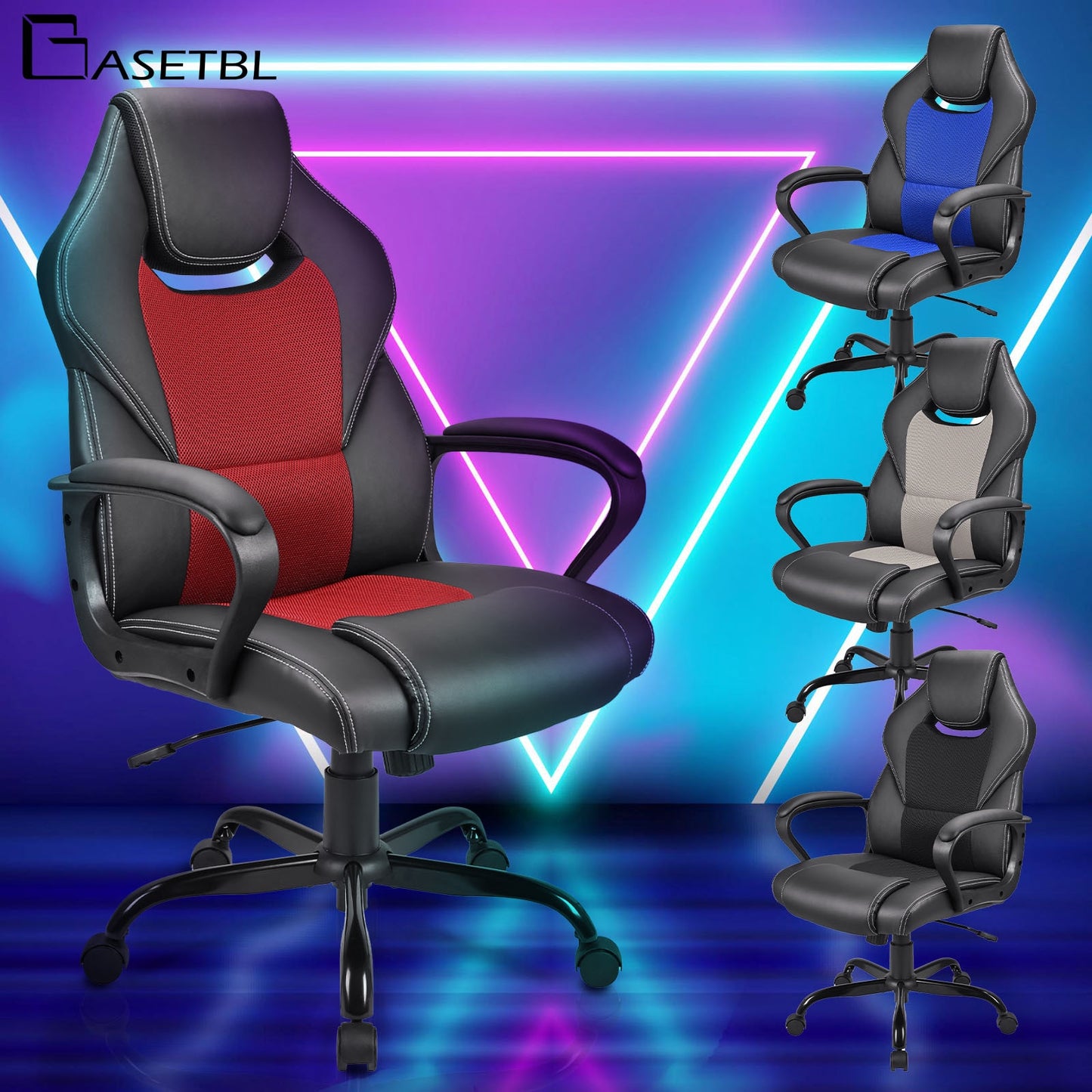 BASETBL Game Office Chair Desk Gaming Chair Ergonomically Leather Adjustable Racing Chair Tasks Swivel Executive Computer Chair