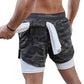 2021 New Casual Shorts men Summer Mens Shorts 2 in 1 High Elastic Gyms Fitness Short Pants