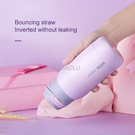 Insulation Cup with Straws Adult Men Women and Children Water Bottle Student Korean Version of Small Capacity Car Water Bottle
