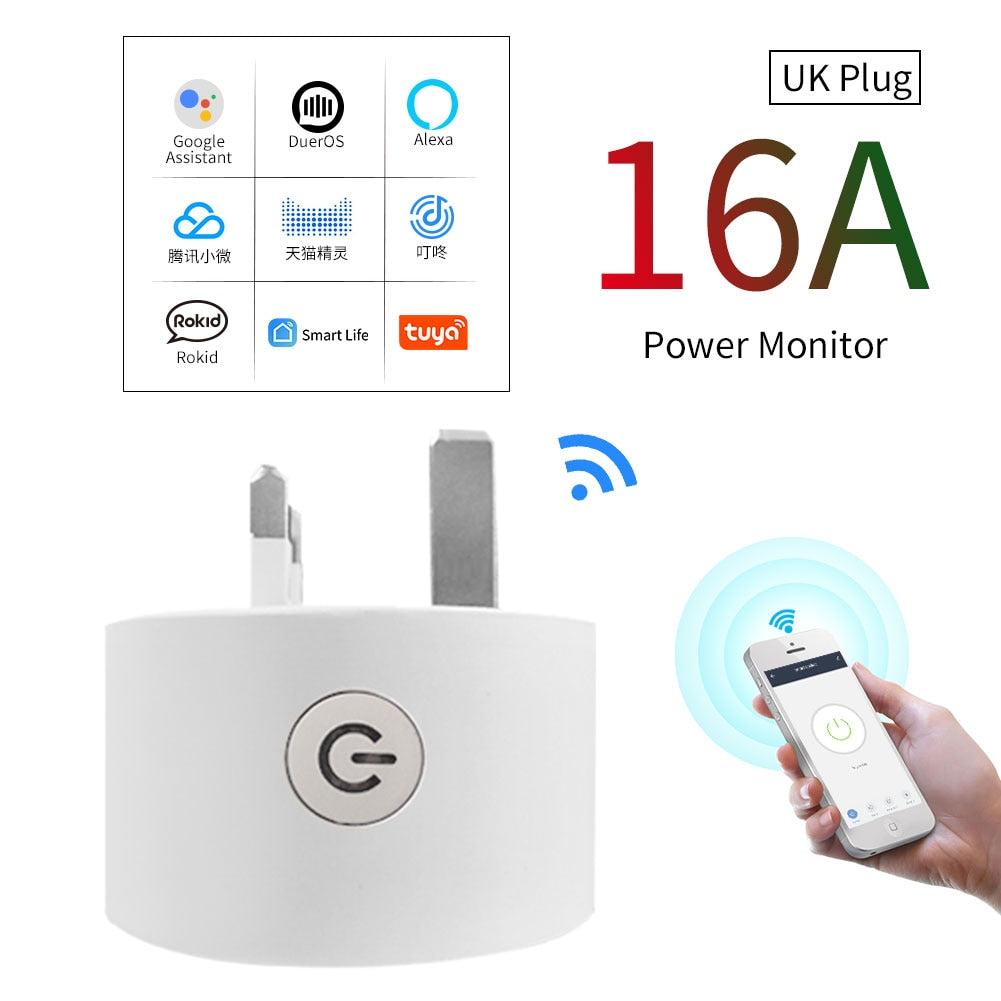 CBE WiFi Smart Plug Sockets 16A EU Plug Tuya Smart Life APP Work with Alexa Google Home Smart-Home Automation EU UK Plug Yandex.