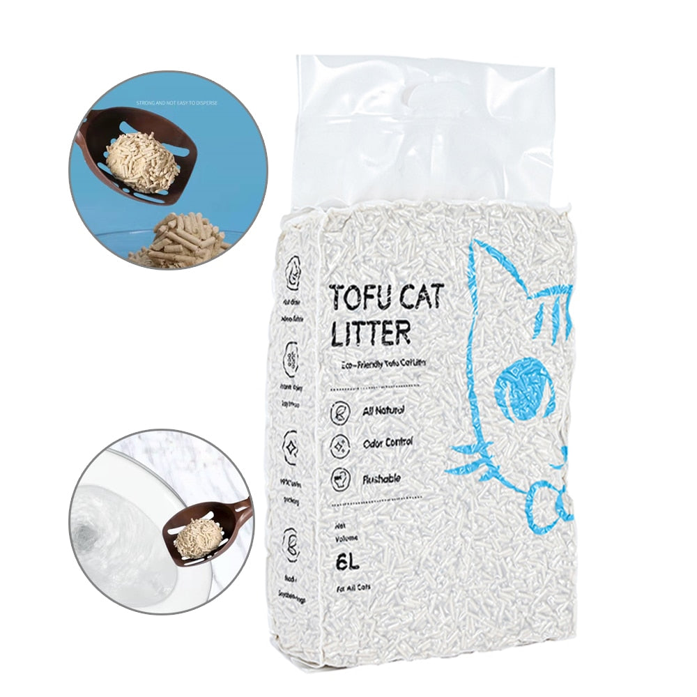 OEM Premium 5mm Tofu Cat Litter Natural Sand Clumping Flushable 6L Tofu Cat Litter