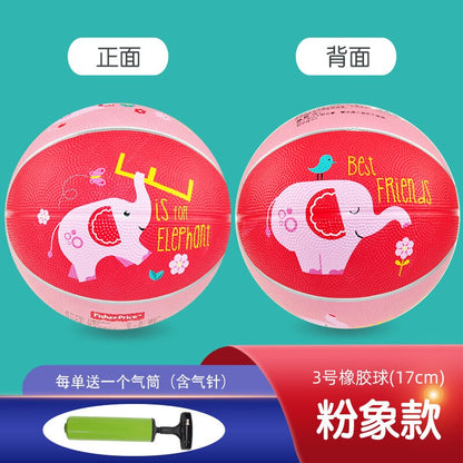 Fisher Price Children's Basketball Kindergarten Rubber Basketball Standard 3 No. 5 Cartoon Basketball Leather Ball Baby Toy Ball