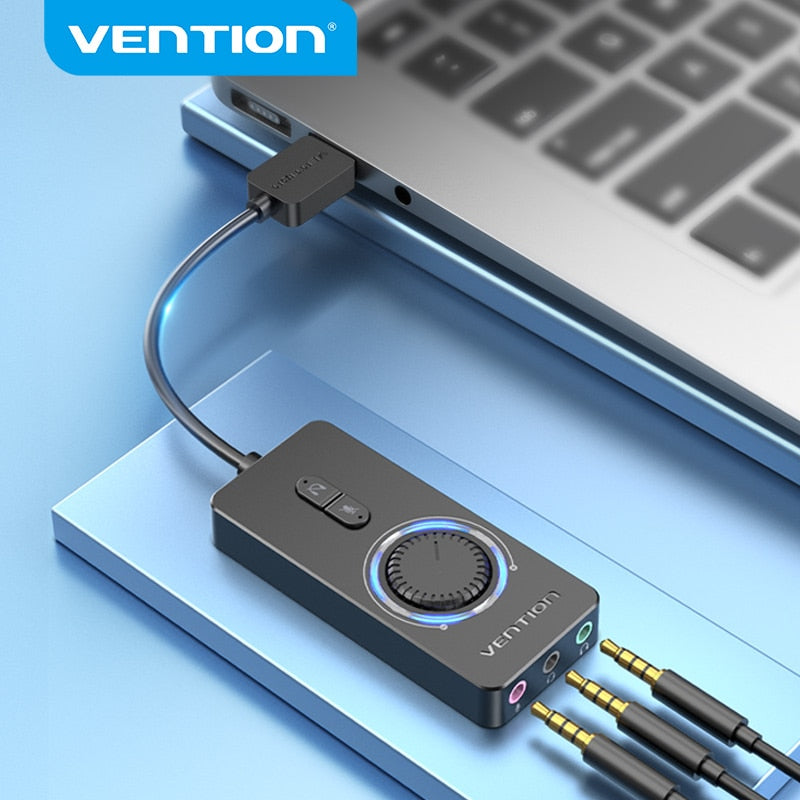 Vention USB External Sound Card USB to 3.5mm Audio Adapter USB to Earphone Microphone for Macbook Computer Laptop PS4 Sound Card.