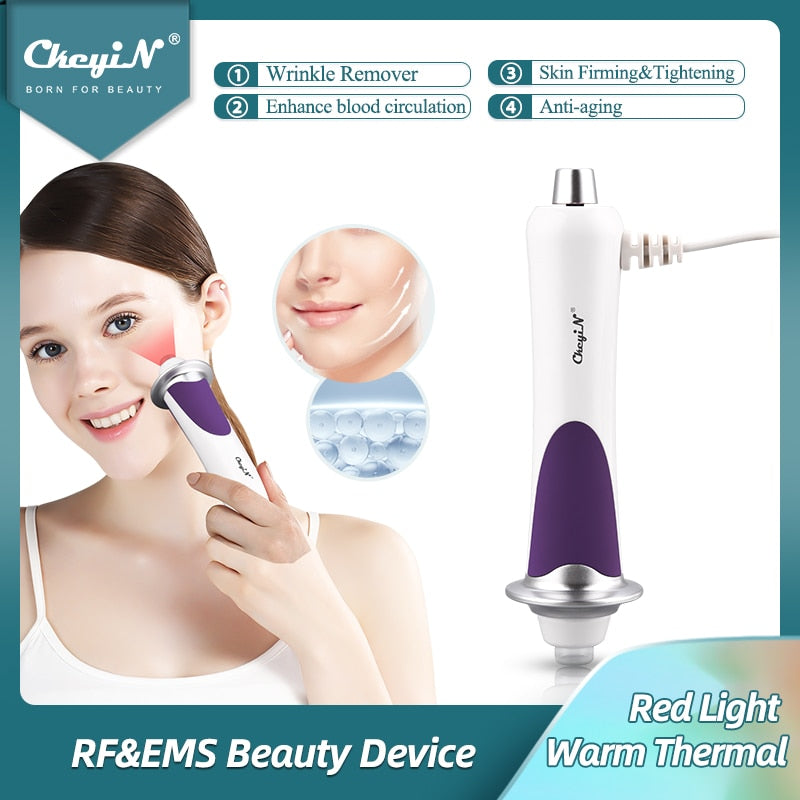 CkeyiN RF EMS Facial Oxygen Injection Machine Microcurrent Face Lifting Red Light Warm Wrinkle Removal Anti-Aging Beauty Device.