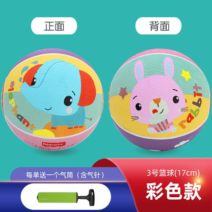 Fisher Price Children's Basketball Kindergarten Rubber Basketball Standard 3 No. 5 Cartoon Basketball Leather Ball Baby Toy Ball