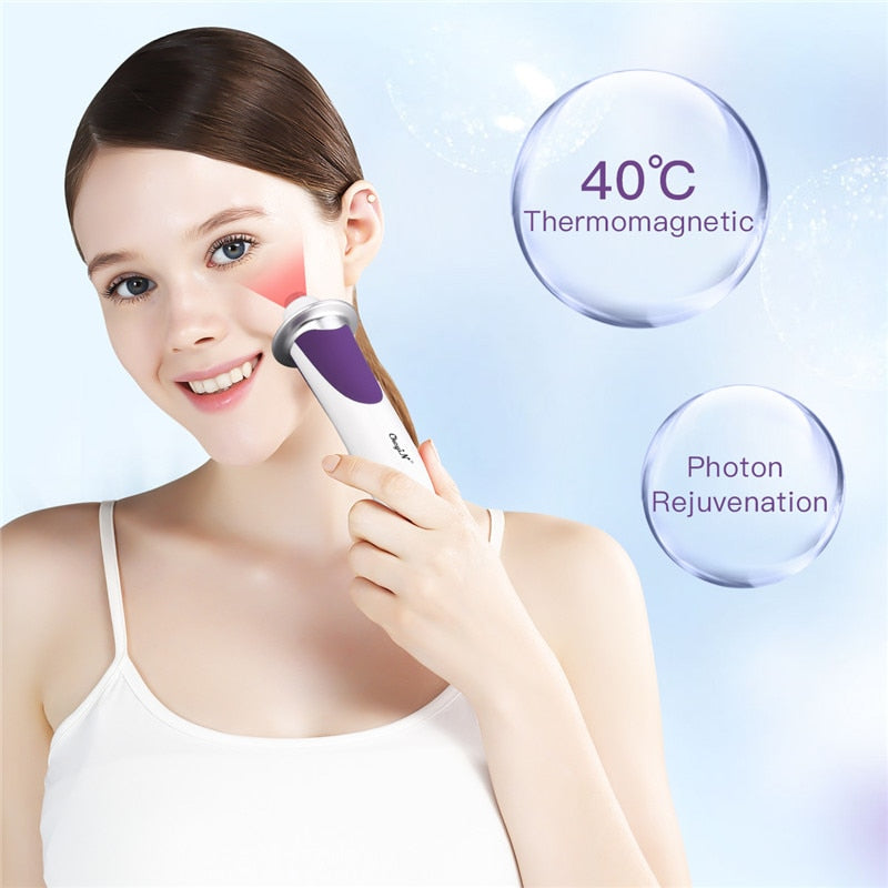 CkeyiN RF EMS Facial Oxygen Injection Machine Microcurrent Face Lifting Red Light Warm Wrinkle Removal Anti-Aging Beauty Device.