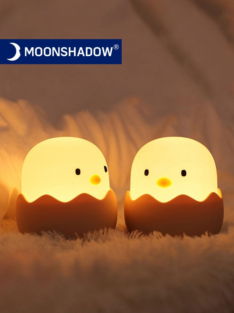 Led Children Night Light For Kids Soft Silicone USB Rechargeable Bedroom Decor Gift Animal Chick Touch Night Lamp MOONSHADOW.