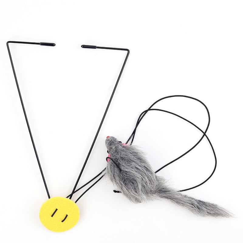 Cat Toy Retractable Hanging Door Type Funny Stick Cat Scratching Rope Mouse Cat Toy Funny Cat Stick Pet Supplies Cat Accessories