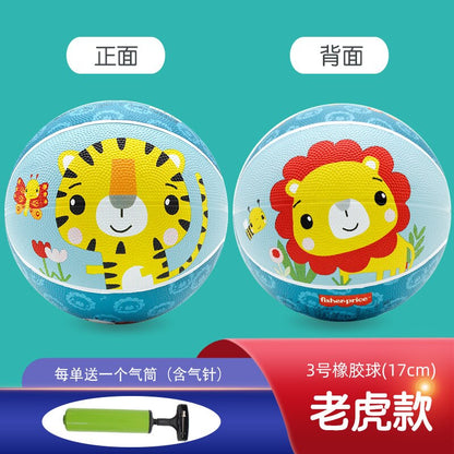 Fisher Price Children's Basketball Kindergarten Rubber Basketball Standard 3 No. 5 Cartoon Basketball Leather Ball Baby Toy Ball