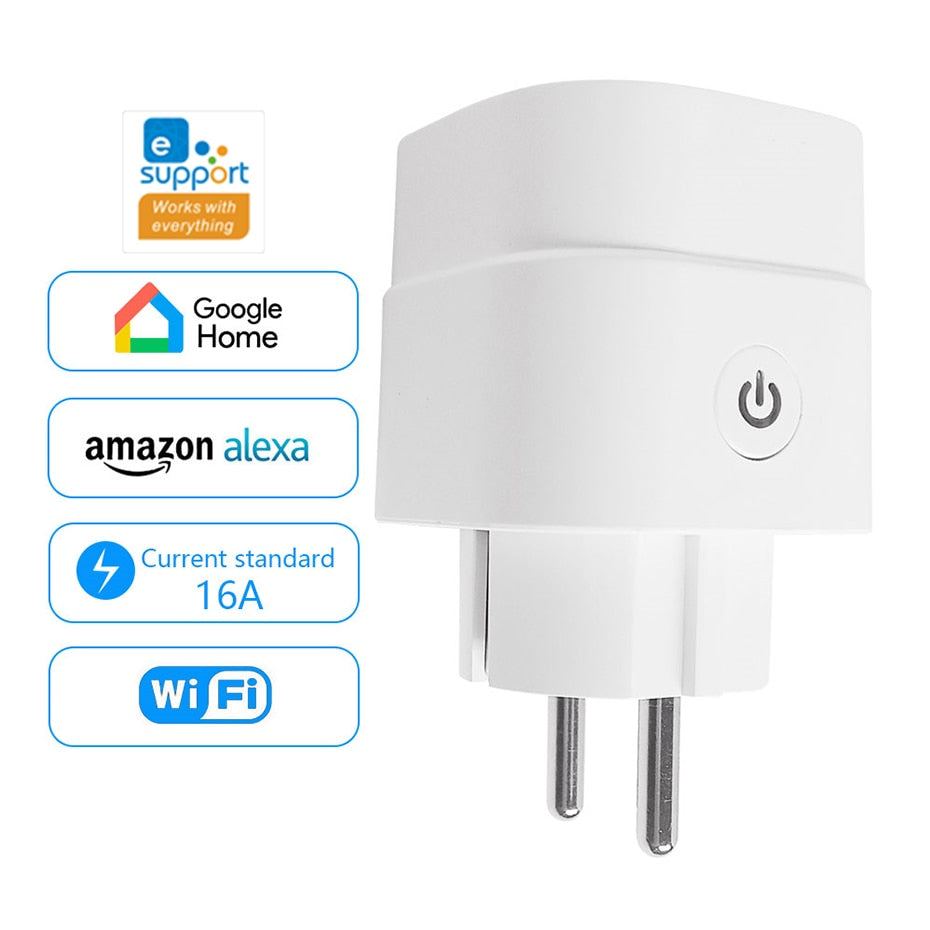 CBE WiFi Smart Plug Sockets 16A EU Plug Tuya Smart Life APP Work with Alexa Google Home Smart-Home Automation EU UK Plug Yandex.