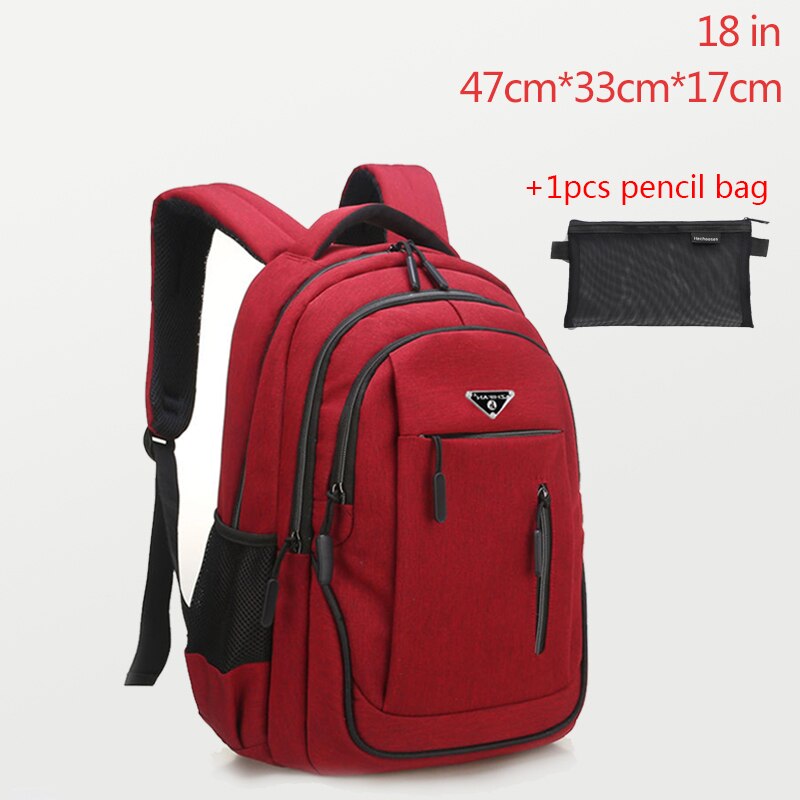 Large Capacity Backpack Men Laptop Backpacks 15.6 Oxford Black Solid Big High School Bags Teen College Boy Gril Student Backpack.